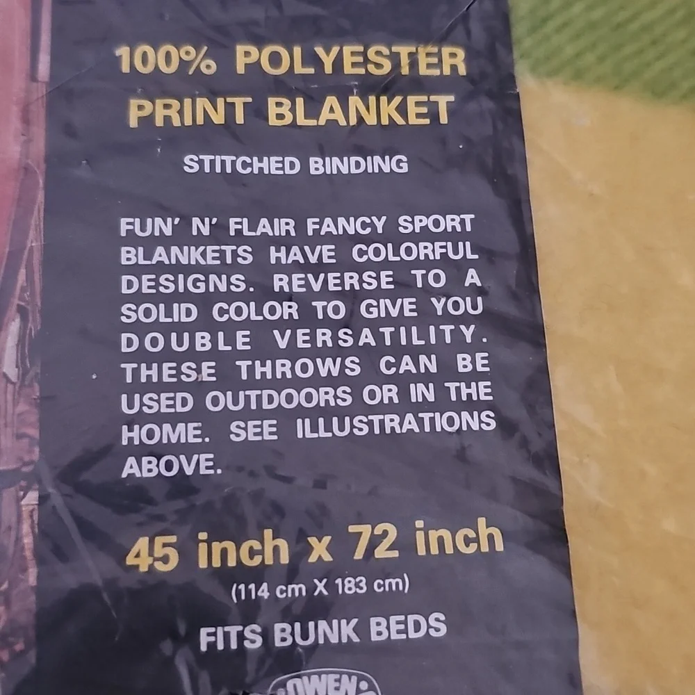 VTG Varsity Plaid Blanket 45x72 Green Orange NEW Vintage